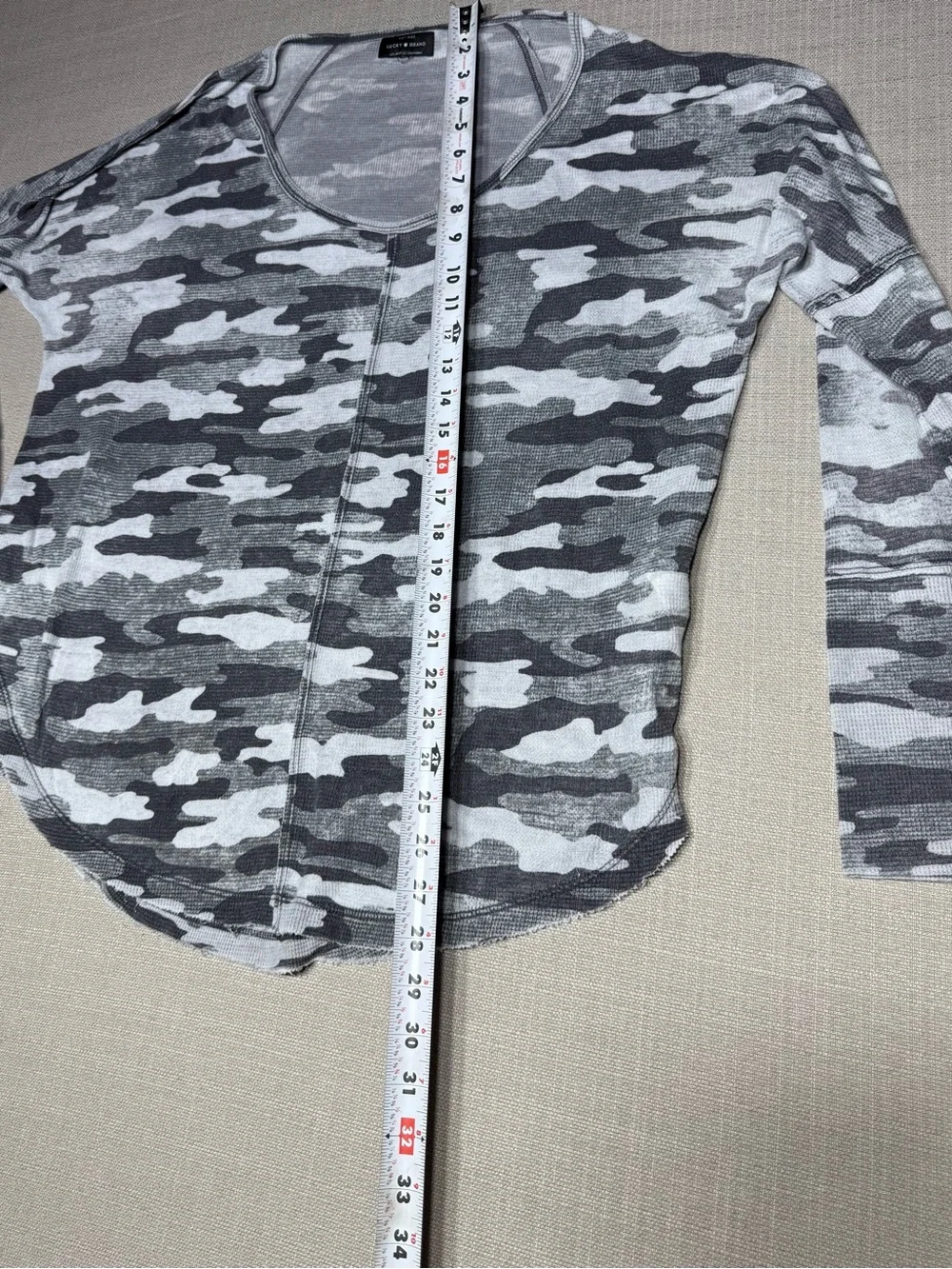 Lucky Brand Grey Camouflage Long Sleeve Tee - Picture 3 of 5